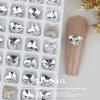 Manicura estilo japonés 5.5*6 melocotón gordo borde guía diamante plano alta calidad K9 amor desgaste pegado de uñas decoraciones de diamantes al por mayor