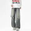[Control de Precios 79] Jeans Rotos Retro para Hombre, Pantalones Casuales Nuevos Holgados de Pierna Ancha Recta de Tiro Alto para Todas las Estaciones