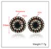 Aretes de aro redondos negros retro europeos y americanos, aretes geométricos de aleación atmosféricos de palacio, ventas directas de fábrica