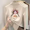 Ropa interior térmica para niñas de otoño e invierno, camiseta térmica de forro polar de doble cara, camiseta de manga larga, camisa de otoño de cuello semi-alto para niñas pequeñas