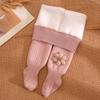 2021 otoño e invierno una más terciopelo acolchado bebé niñas pequeñas flores leggings calcetines Niños Bebé pantimedias supergruesas