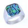 Anillo de Resina Estilo Ins Transfronterizo Personalizado para Hombre Moderno con Concha de Abulón Acero Inoxidable Al por Mayor Joyería que No se Desvanece En Stock