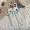 Calcetines de Coral Fleece Oso Pequeño para Mujer, Calcetines Lindos de Dibujos Animados hasta la Pantorrilla, Calcetines Gruesos y Suaves Calientes de Invierno, Calcetines para Dormir que no Sueltan Pelusa