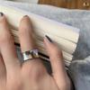 Anillo ancho y liso exagerado con personalidad de moda europea y americana de plata esterlina 925, joyería de moda para estudiantes sencilla y combinable para mujer