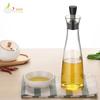 Frasco de tempero de vidro de alto teor de borosilicato Frasco de tempero de cozinha Pote de molho de soja criativo com tampa Frasco de óleo de vinagre Pote de óleo de aço inoxidável
