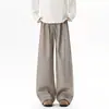 Pantalones de traje a rayas de pierna ancha para hombre estilo Old Money con caída de alta calidad, pantalones casuales holgados para ir al trabajo en otoño, pantalones ligeramente acampanados y curvos
