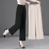 Pantalones anchos de tacto helado hechos a medida para mujer, estilo fino, nueva colección de verano 2026, holgados y frescos, pantalones de pierna recta para madres bajitas