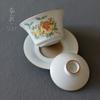 Tazón de Tapa Abierta de Película Abierta de Horno Ru Blanco Luna Ru Ci Sancai Tazón de Té Cerámico Hogareño Kung Fu Juego de Té Tazón de Té Caqui Granada