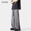 Nuevos Pantalones Botonados de Estilo Chino Nacional para Hombre, Nuevo Estilo de Verano, Pantalones Largos Casuales de Pierna Ancha Rectos Sueltos con Caída, Transfronterizo