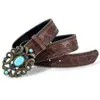 Venta Directa de Fábrica Pantalones de Moda Transfronterizos Europeos y Americanos Cinturón Estilo Bohemio Retro Cinturón Incrustado con Piedras Preciosas para Mujer
