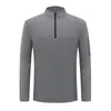 Nueva camiseta de manga larga para primavera y otoño para hombre, adecuada para deportes al aire libre y uso casual, con cuello alto elástico y cremallera, versátil y agradable para la piel, admite impresión