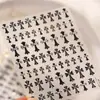 Adesivos para Nail Art Tensor Niche Cool Preto e Prata Cruzados M-1448 Estilo Punk Escuro Cruz Coração Cromado