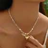 Europa e Estados Unidos moda transfronteiriça joias populares estilo ins colar de pérolas naturais de alta qualidade cor de amor cristal cravejado de contas