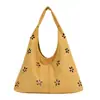 Bolsa Tote Fashion Estilo Coreano 2026, Bolsa de Ombro Elegante Retro Vazada, Bolsa de Mão Simples Casual para o Início do Outono