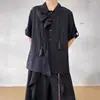 Camisas de Verão de Alta Qualidade Estilo Yohji Yamamoto para Homens e Mulheres, Camisas de Manga Curta com Laço de Design Retrô Francês