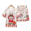 Pijamas de Niña Transfronterizos Verano Manga Corta Delgados 2025 Nuevos Trajes de Verano para Niñas Tallas Mediana y Grande Ropa para el Hogar