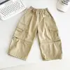 Valle del Viento 2026 Otoño Nuevo Estilo Japonés Único Pantalones Cargo de Retazos para Niños Pantalones Rectos de Pierna Ancha Elegantes para Niños