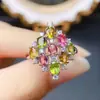 Anillo Popular de Turmalina Natural con Incrustación de Plata S925, Piedra Principal 3*4, Joyería de Lujo, Venta Directa, Exclusivamente para Suministro Transfronterizo