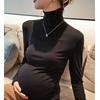 Ropa de maternidad otoño e invierno, cuello medio alto, plisado, marea cálida, mamá, cintura alta, pantalones de sol ajustables, conjunto de dos piezas
