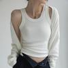 Camisola Azul Hot Girl para Mujer Verano Interior Tirante Ancho Cubrepezones Top sin Mangas Adelgazante para Combinar