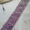 Renda Brilhante com Lantejoulas e Contas Bordadas à Mão, Largura 4cm, Acabamento para Vestido de Noiva DIY, Decoração de Cinto, Material para Palco