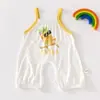 Mameluco de Bebé con Tirantes, Nuevo Estilo de Verano, Mameluco Tipo Chaleco Delgado para Bebés, Sin Mangas, Entrepierna Abierta, Traje Transpirable para Gatear