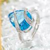 Amazon popular oceano azul gota anel brincos brincos europeu e americano joias retro Topaz anel terno atacado