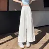 Calça Cropped Wide-Leg com Renda Feminina 2026 Novo Estilo Solta Fina Proteção Solar Casual para Mulheres Baixas