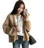 Nova roupa de outono, estilo chique coreano, jaqueta cardigã curta de tricô casual folgada para estudantes, preta, tamanho único