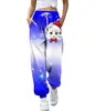 2024 Novo Calça Esportiva Casual Solta com Estampa Digital de Natal Europeia e Americana Transfronteiriça Calça Casual Feminina de Comércio Exterior