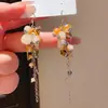 Pendientes de Gancho para Oreja con Borla Redonda Irregular de Cuentas de Cristal de Lujo Ligero, Pendientes Retro de Moda de Gama Alta de Nicho con Temperamento para Mujer