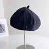 Boina de lana a rayas estilo coreano para mujer, sombrero de artista vintage de otoño e invierno, sombrero de calabaza cálido y simple, moderno