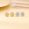 Yuebao Joyería Calcedonia Blanca Natural Plata de Ley S925 Colgante de Paz Hexagonal Hoja de Bambú Pendientes Estilo Chino Nuevo Venta al por Mayor