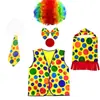 Disfraces de Halloween Transfronterizos Disfraz de Payaso Cosplay Atuendo de Payaso Chaleco Peluca de Halloween Juego de Calcetines