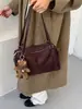 Bolso tipo almohada simple de felpa y gamuza europeo y americano, bolso de hombro individual de gran capacidad casual Ins, bolso de mano de diseño retro simple