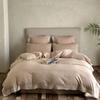 Estilo francés avanzado ~ encaje color liso hilo doble cuatro piezas algodón funda de edredón color liso ropa de cama europea simple