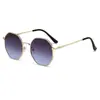 Gafas de Sol de Gama Alta Nuevas Transfronterizas, Coloridas y de Moda, Mismo Estilo para Hombres y Mujeres, Cara Grande, Adelgazantes, Gafas de Sol Metálicas con Protección Solar de Moda