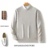 Nuevo suéter de punto de lana 100% puro para hombre, de punto, cuello redondo, color liso, capa base, casual de negocios, talla grande, para otoño e invierno, transfronterizo