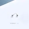 Pendientes de Plata Pura S999 con Forma de Grano para Mujer, Simples y Suaves con los Oídos, Gancho Curvado Cuentas Redondas, Diseño Versátil de Nicho, No Necesitan Quitarse al Dormir, Pendientes Estilo Coreano
