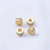 Cuentas Espaciadoras de Oro Laminado 18K que Conservan el Color con Agujero Grande, Cuentas de Barril Microincrustadas de Circonita, Pulsera, Cuentas Sueltas, Accesorios para Hacer Pulseras y Collares DIY