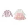 Elegante conjunto de vestido estilo pequeño Chanel para niña para primavera y otoño, modelo nuevo 2026 para bebé, vestido de princesa de malla, súper lindo