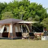 Barraca de Camping Dobrável Portátil Transfronteiriça à Prova de Sol e Chuva para Exterior com Dois Quartos e Uma Sala de Estar, Equipamento de Camping de Grande Espaço