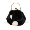 Bolsa pequena fofa peluda para mulheres 2023 outono e inverno Nova Moda bolsa mensageiro com corrente de pérolas bolsa pequena redonda portátil de pelúcia