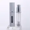 Botella de perfume de 5 ml en stock del fabricante, botella dispensadora de perfume de llenado inferior, botella con pulverizador de auto-bombeo, tipo prensa de aluminio
