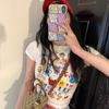 Camiseta de Dibujos Animados Estilo Americano para Mujer, Nuevo Verano 2026 Estampado Divertido, Crop Top Ajustado, Estilo Casual de Moda