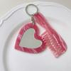 Llavero Espejo de Maquillaje Corazón Amoroso Lentejuelas Brillantes Llavero de Coche Colgante para Bolso Adornos Colgantes para Coche DIY Accesorios
