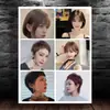 Pegatinas para Salón de Peluquería, Pósters de Gama Alta, Fotos de Peinados para Hombres y Mujeres, Pinturas Murales de Fondo para Barberías y Salones de Peluquería, Pinturas Adhesivas Autoadhesivas
