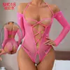 Novo estilo europeu e americano, sexy, recortado, preto, seda jacquard, justo, emagrecedor, peça única, rede, roupa íntima sexy Sh018