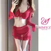 Biquíni Feminino Vermelho Novo Estilo Conjunto de Quatro Peças, High-End, Puro e Sexy, Estilo Celebridade da Internet, Sexy, Valoriza Seios Pequenos