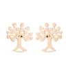Nuevos pendientes de acero inoxidable calados con diseño de árbol de la vida floral fresco para niñas, simples y versátiles, en stock